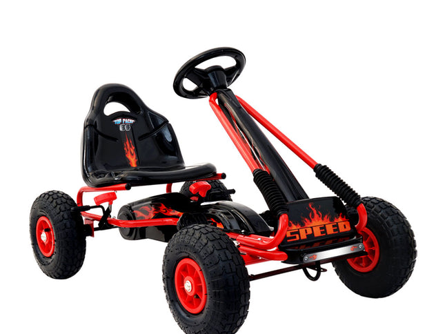 Rigo Kids Pedal Go Kart Ride On Toys Racing Car Rubber Tyre Red