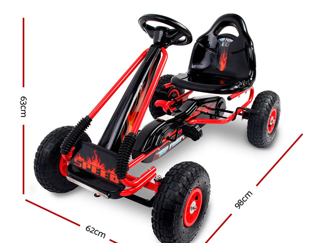Rigo Kids Pedal Go Kart Ride On Toys Racing Car Rubber Tyre Red