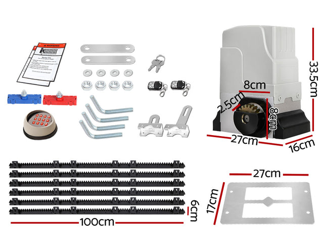 Electric Sliding Gate Opener 1800KG Keypad 6M Rail
