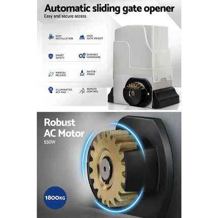 Electric Sliding Gate Opener 1800KG Keypad 6M Rail