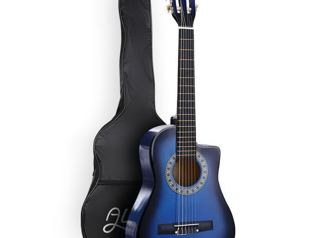Alpha 34 Inch Classical Guitar Wooden Body Nylon String Beginner Kids Gift Blue
