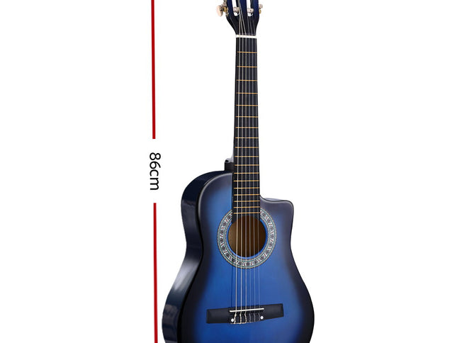 Alpha 34 Inch Classical Guitar Wooden Body Nylon String Beginner Kids Gift Blue