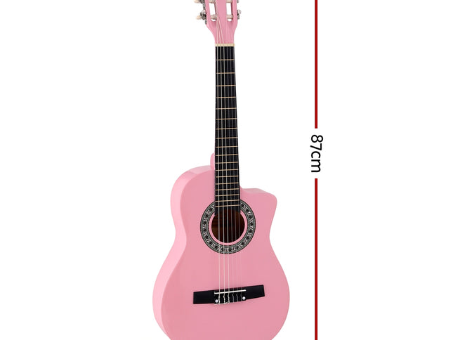 Alpha 34 Inch Classical Guitar Wooden Body Nylon String Beginner Kids Gift Pink