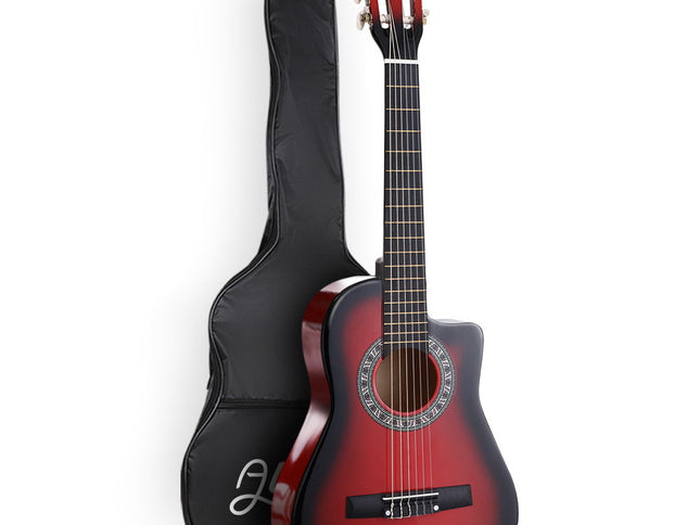 Alpha 34 Inch Classical Guitar Wooden Body Nylon String Beginner Kids Gift Red