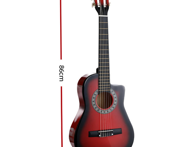 Alpha 34 Inch Classical Guitar Wooden Body Nylon String Beginner Kids Gift Red
