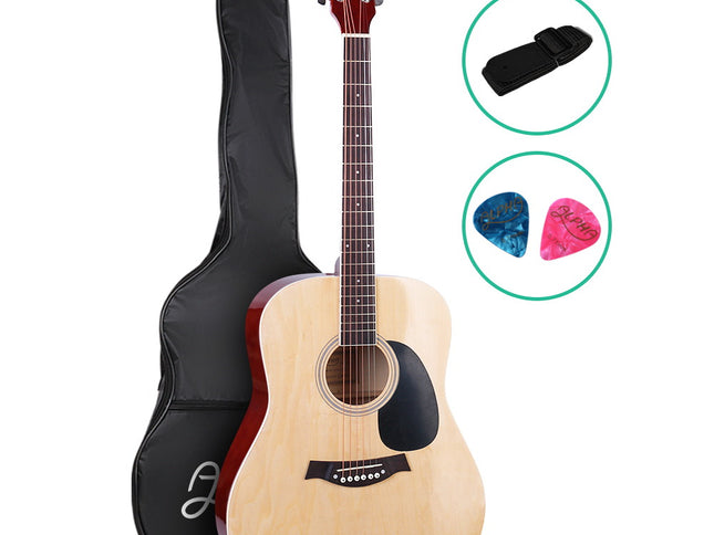 Alpha 41 Inch Acoustic Guitar Wooden Body Steel String Dreadnought Wood