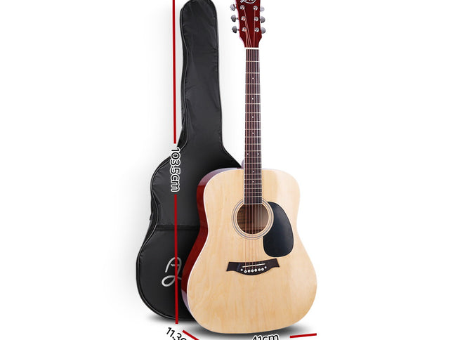Alpha 41 Inch Acoustic Guitar Wooden Body Steel String Dreadnought Wood