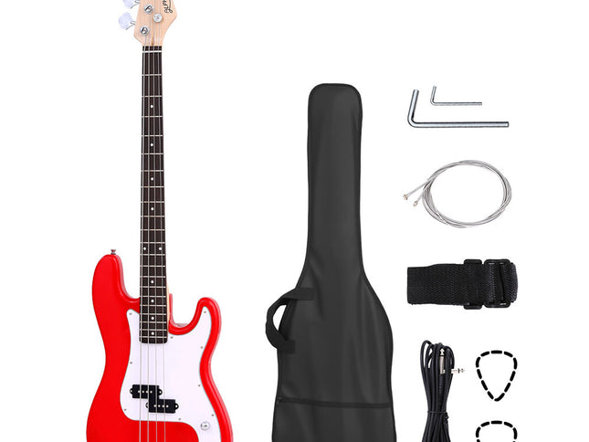 Alpha Electric Guitar Bass  47 Inch Red