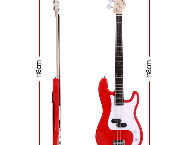 Alpha Electric Guitar Bass  47 Inch Red