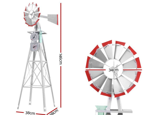Garden Windmill 4FT 146cm Metal Ornaments Outdoor Decor Ornamental Wind Will