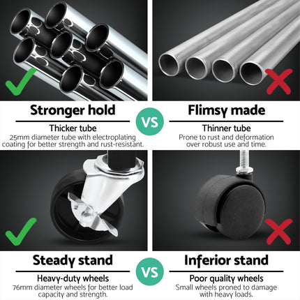 Artiss Clothes Rack Double Rod Airer Rail Coat Stand Adjustable Hanger