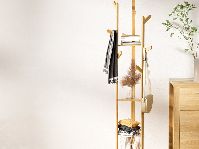 Artiss Clothes Rack Airer Coat Stand 9 Hooks Bamboo