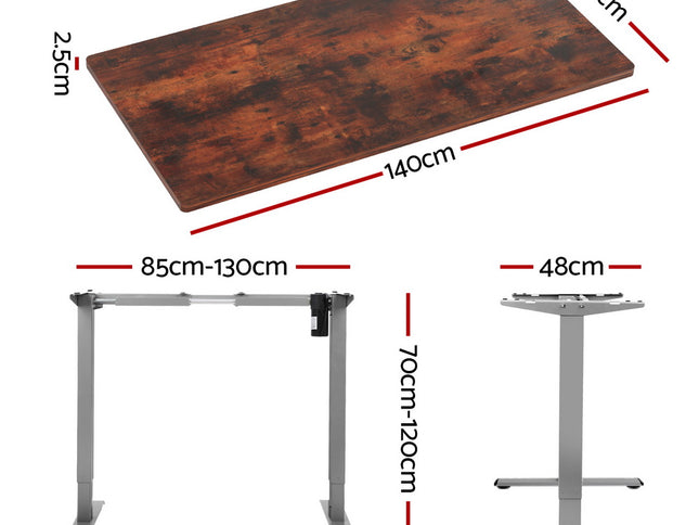 Artiss Standing Desk Motorised 140CM Rustic Brown