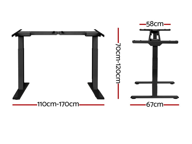 Artiss Standing Desk Frame Only Dual Motor Motorised Black