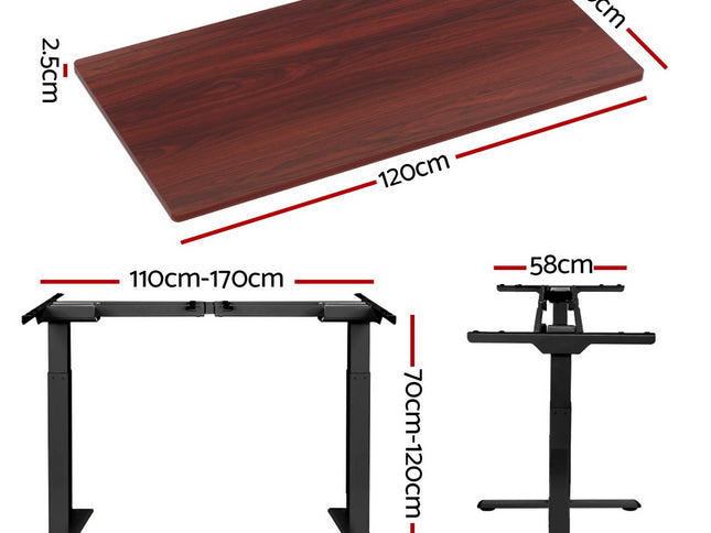 Artiss Standing Desk Motorised Dual Motor Walnut 120CM