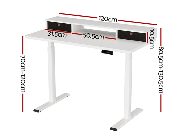 Artiss Electric Standing Desk Dual Motor Office Table With Shelf Drawer120CM