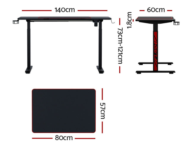 Artiss Gaming Desks Standing Desk Motorised 140CM Black