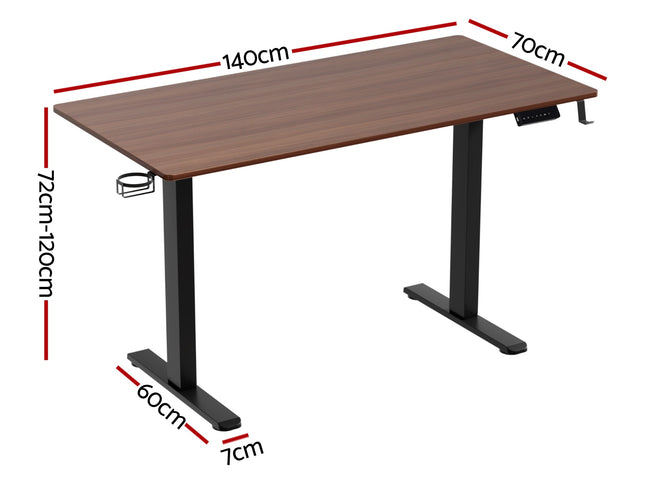 Artiss Standing Desk Motorised Dual Motor Electric Walnut 140CM
