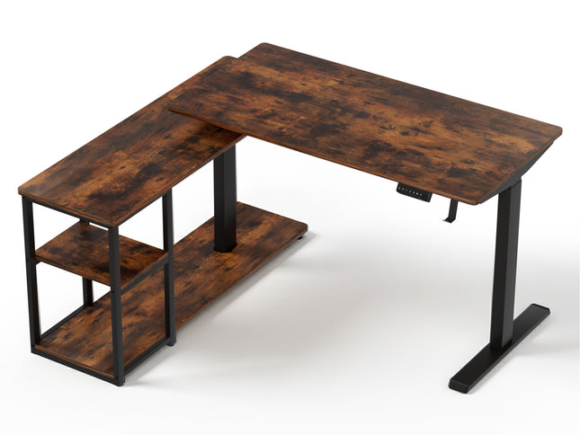 Artiss Electric Standing Desk Adjustable Motorised 120CM L Shaped Rustic Brown