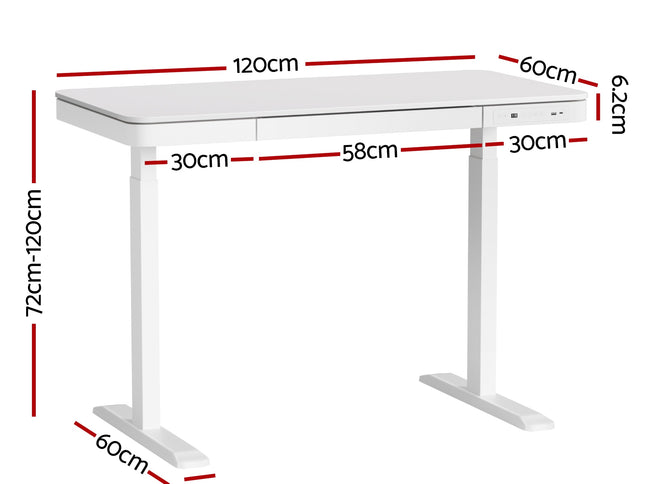 Artiss Standing Desk Motorised Electric Desks Drawer 120CM White