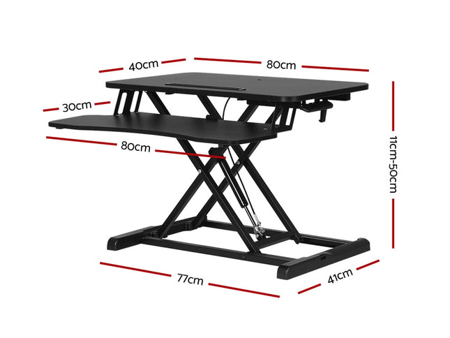 Artiss Standing Desk Riser Height Adjustable Black 80CM
