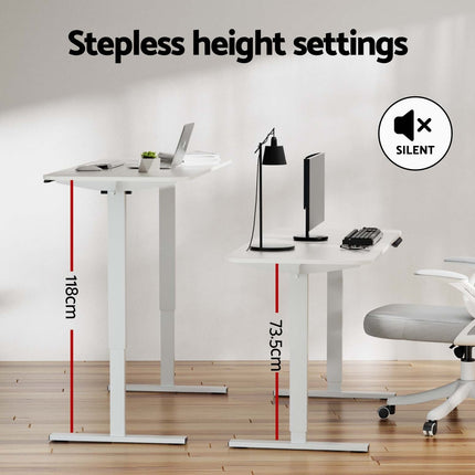 Artiss Electric Standing Desk 140cm Adjustable Height Motorised Home Office Desk White