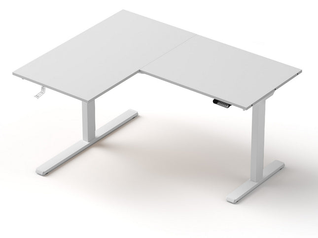 Artiss L-Shape Standing Desk Sit Stand Up Height Adjustable Electric Motorised White