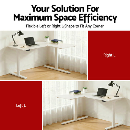 Artiss L-Shape Standing Desk Sit Stand Up Height Adjustable Electric Motorised White