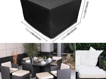 Outdoor Furniture Set Cover - Waterproof Anti-Uv Dust-Proof - 210D Oxford Cloth - 123X123X74Cm - Black-1915198420772065285