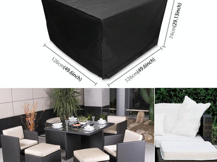 Outdoor Furniture Set Cover - Anti-Uv Waterproof Dust-Proof 210D Oxford Cloth Folding 126X126X74Cm Black-1915198022699061253