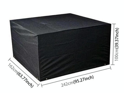 Outdoor Furniture Set Cover - Waterproof Anti-Uv Dust-Proof - 210D Oxford Cloth - 242X162X100Cm - Black-1915197723099926529