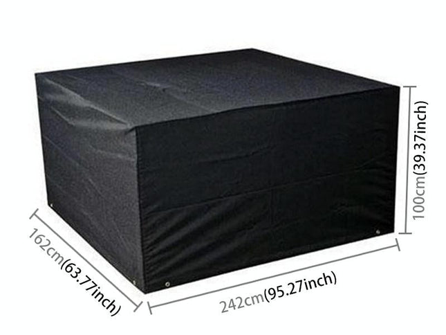 Outdoor Furniture Set Cover - Waterproof Anti-Uv Dust-Proof - 210D Oxford Cloth - 242X162X100Cm - Black-1915197723099926529