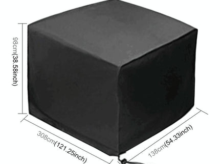 Waterproof Outdoor Furniture Cover - 210D Oxford Cloth - Dust-Proof - Anti-Uv - Fits Table And Chairs - 308X138X98Cm - Black-1915196700801241089