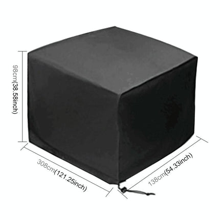 Waterproof Outdoor Furniture Cover - 210D Oxford Cloth - Dust-Proof - Anti-Uv - Fits Table And Chairs - 308X138X98Cm - Black-1915196700801241089