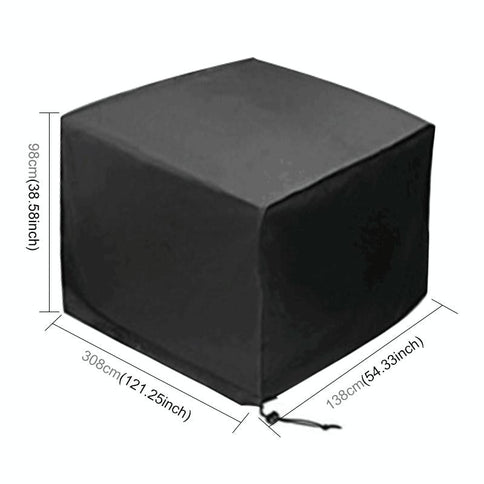 Waterproof Outdoor Furniture Cover - 210D Oxford Cloth - Dust-Proof - Anti-Uv - Fits Table And Chairs - 308X138X98Cm - Black-1915196700801241089