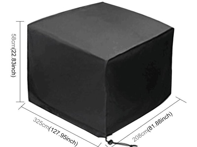 Waterproof Outdoor Furniture Set Cover - Anti-Uv Dust-Proof 210D Oxford Cloth - 325X208X58Cm - Black-1915196717280661505