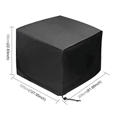 Waterproof Outdoor Furniture Set Cover - Anti-Uv Dust-Proof 210D Oxford Cloth - 325X208X58Cm - Black-1915196717280661505