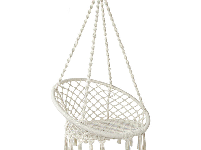 Gardeon Hammock Chair Outdoor Hanging Macrame Cotton Indoor Cream