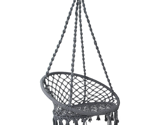 Gardeon Hammock Chair Outdoor Hanging Macrame Cotton Indoor Grey