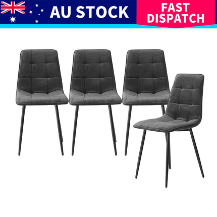 Levede 8x Dining Chairs Kitchen Velvet Grey-2006732723766562824