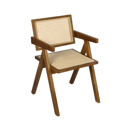 Levede 2x Walnut Wicker Armchair Dining Chair-2006732730611666952