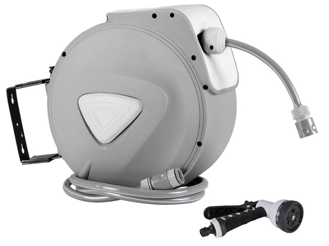 Water Hose Reel 10M Retractable Auto Rewind Garden Spray Gun
