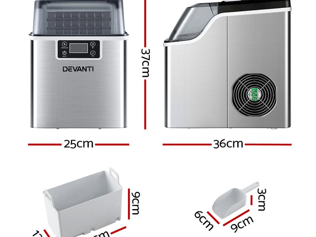 Devanti Ice Maker Machine Commercial Portable Ice Cube Tray Countertop 3.2L