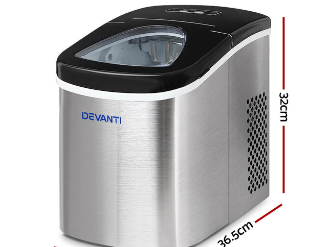 Devanti 2.4L Stainless Steel Portable Ice Cube Maker