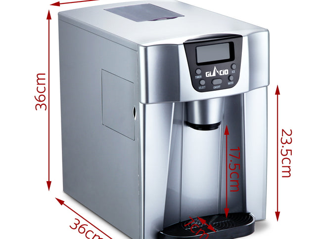 Devanti 2L Portable Ice Cuber Maker & Water Dispenser - Silver