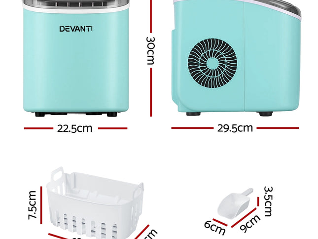 Devanti 12kg Ice Maker Machine w/Self Cleaning Green