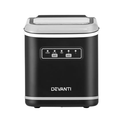 Devanti Ice Maker Machine Portable 12kg Countertop w/Self Cleaning 1.3L Black