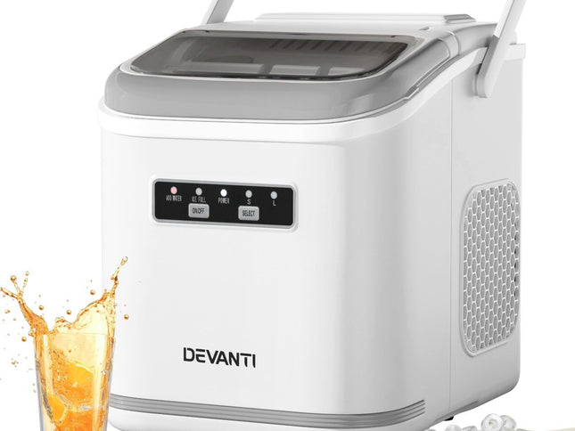 Devanti Ice Maker Machine Portable 12kg Countertop w/Self Cleaning 1.3L White