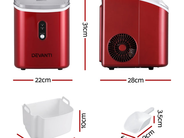 Devanti Ice Maker Machine 15kg Nugget Chewable Ice Cube