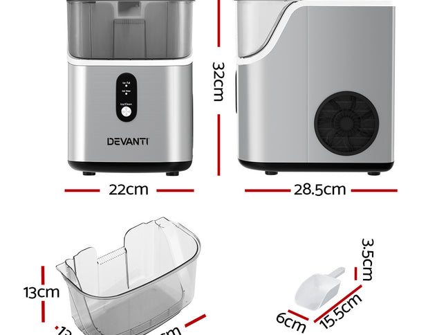 Devanti Ice Maker Machine 15kg Nugget Ice Cube